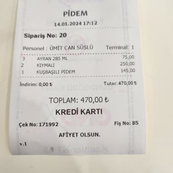Pidem Restaurant Pişmeyen Pide Sulu Sulu Geldi