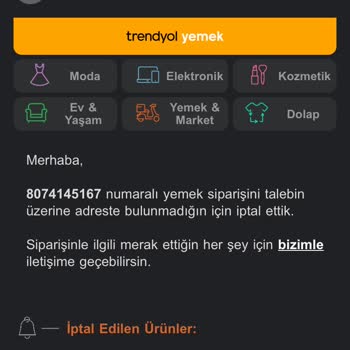 Trendyol Yemek Ne Yemeği Getirdi Ne Paramı İade Etti