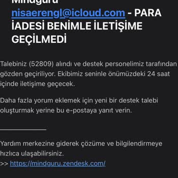 Mindguru Abonelik İptali Sonrası Para İadem Gelmiyor