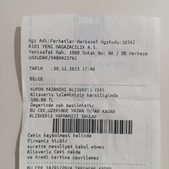 A101 Alışveriş Çeki Mağduriyeti