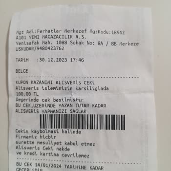 A101 Alışveriş Çeki Mağduriyeti