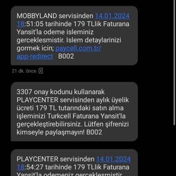 VizyonMobil Turkcell Faturama Yansıyan Mobbyland Playcenter Tutarı. İade Olmuyor.