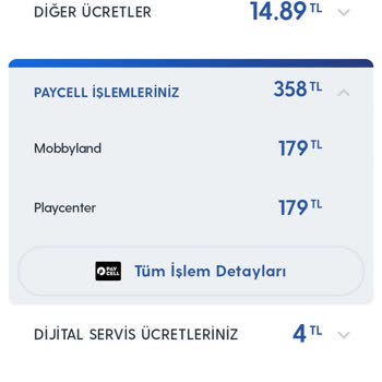 VizyonMobil Turkcell Faturama Yansıyan Mobbyland Playcenter Tutarı. İade Olmuyor.