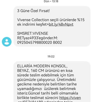 Vivense Ürün Teslim Edilmiyor