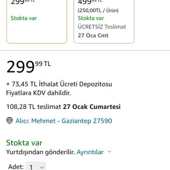 Amazon Prime Kargo Ücreti Alıyor