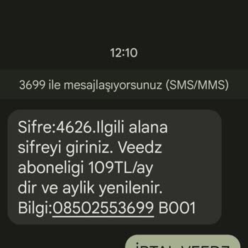Veedz-tr.com Adlı Firmanın Onaysız, Hile Yoluyla Abonelik Başlatması