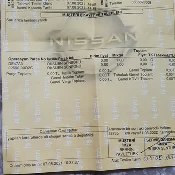 Nissan Arıza Sorunu Her Yıl Motor Arıza Işığı Yanmakta