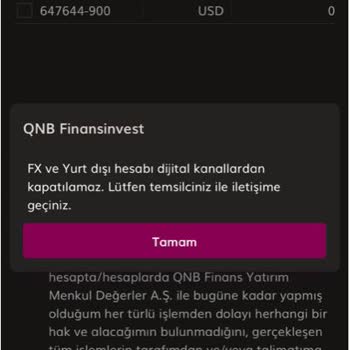 QNB Finansinvest QNB Finansbank İnvest Hesap Kapatma Problemi