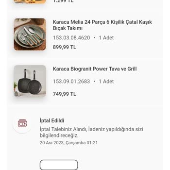 Karaca Züccaciye Ücret İadesi Geri Yatırılmadı