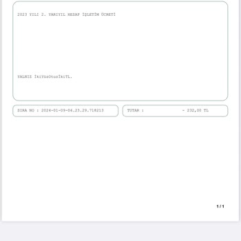 Garanti Bankası 2023 Yılı 2. Yarıyıl Hesap İşletim Ücreti