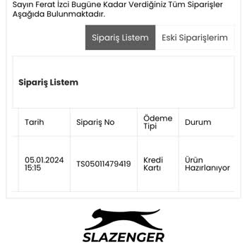 Slazenger Markalı Ürünlerin Kargoya Geç Verilmesi Şikayeti