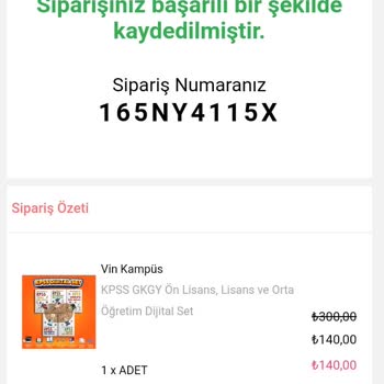 Vin Kampüs Yayınları Sipariş İptal Yanlış Sipariş