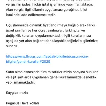 Pegasus Mısır Bileti Alan Vergisi
