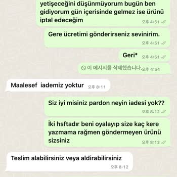 Elfida Moda İade Mecburiyetimiz Yok Denildi