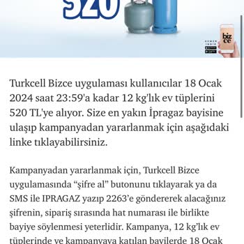 İpragaz Turkcell Bizbize İndirimini Uygulamıyor.