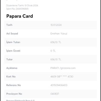 Grizzone Para Çekildi Sipariş Onaylanmadı