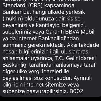 Garanti BBVA Yabancı Hesapların Vergi Uyumu Mesajı