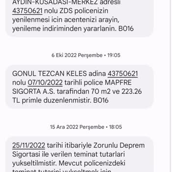 DASK'tan Yanlış Gayrimenkul SMS'leri Alıyorum