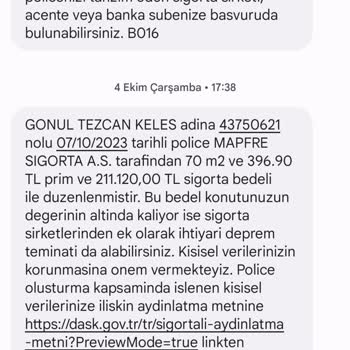 DASK'tan Yanlış Gayrimenkul SMS'leri Alıyorum