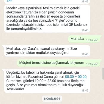 Zara Ürün Problemi Ve Müşteri Talebimin Gerçekleşmemesi