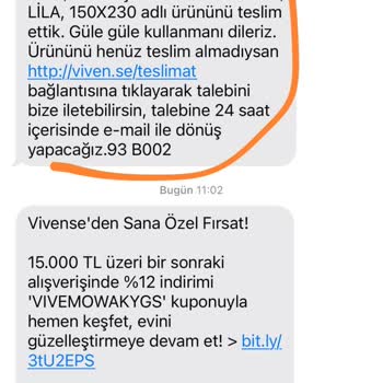 Vivense Teslim Edilmediği Halde Teslim Edildi Gözüken Sipariş!