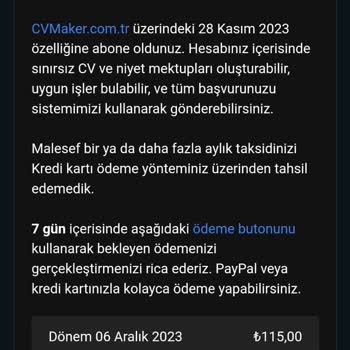 Cvmaker.com.tr Şahsım Adına Habersiz Abonelik Yapılması