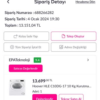 Pazarama Teslim Edemediği Ürünün Ücret İadesini Yapmıyor