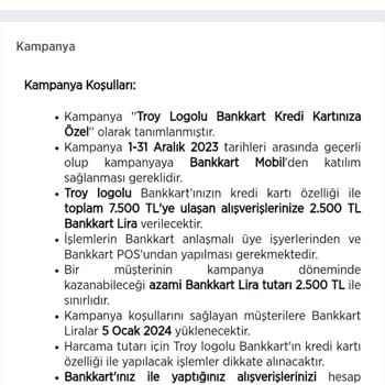 Ziraat Bankası Troy 2.500 Lira Bankkart Lira Hesabıma Yüklenmedi.