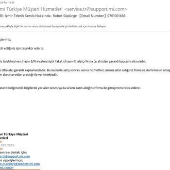 Eos Dijital Teknolojileri Firmasının Xiaomi Robot Hatası