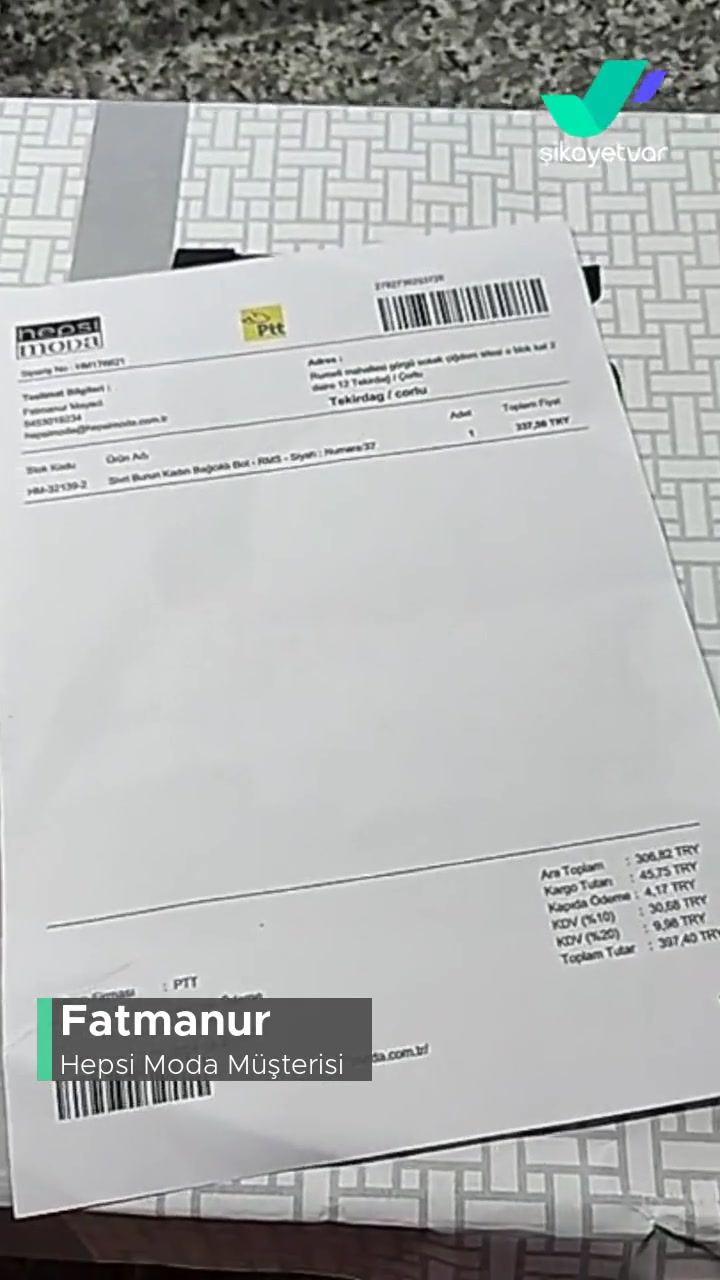 Hepsi Moda Yanlış Ürün Geldi, İletişim Yok! videonun kapak resmi