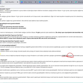 MyLove Butik İade Ödemesinin Eksik Yatırılması.