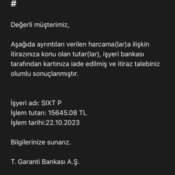 Garanti Bankası İademi Yapmıyor