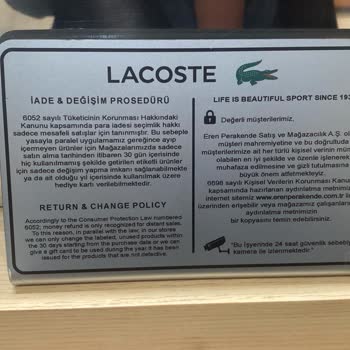 Lacoste Ürün İadesi Hakkında
