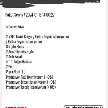 KFC Para İadesi Ve Sipariş İptali