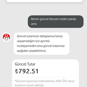 Vodafone Fatura Tarife Sorunu