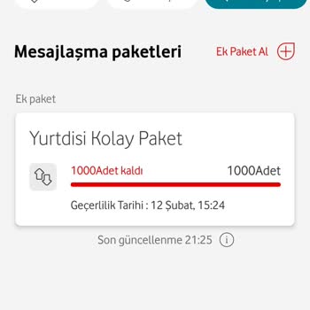 Vodafone Yurt Dışı Kolay Paket ; İnternet Paketi Uygulamada Gözükmüyor!