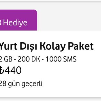 Vodafone Yurt Dışı Kolay Paket ; İnternet Paketi Uygulamada Gözükmüyor!