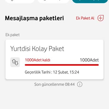 Vodafone Yurt Dışı Kolay Paket ; İnternet Paketi Uygulamada Gözükmüyor!