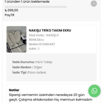 Şehrimoda Butik IBAN Alıp Ürün İadesi Yapmadı