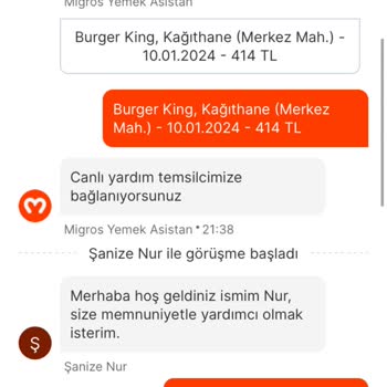 Migros Yemek Ürün Teslim Edilmedi Ve Para İadesi 5 Gündür Yapılmadı