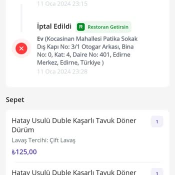 Getir Siparişi İptali Ve İade Süreci İle İlgili Yaşanan Sorun