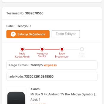 Trendyol'da İademi Sonuçlandır