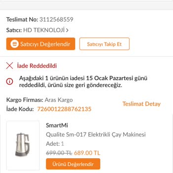 Trendyol, HD Teknoloji Satıcısı Kusurlu Ürün İadesinin Reddedilmesi
