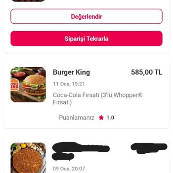 Yemek Sepeti Burger King Yanlış Sipariş Getirip Fazla Ödeme Alması