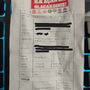 Yemek Sepeti Burger King Yanlış Sipariş Getirip Fazla Ödeme Alması