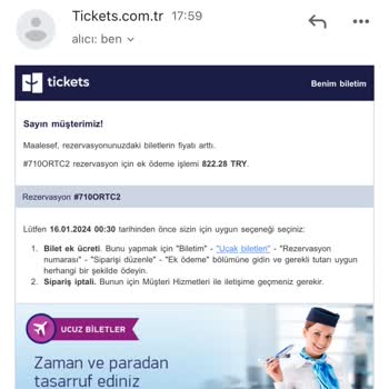 Tickets.com.tr Paramı Alıp Bileti Kesmediler Şimdi De İade Etmiyorlar!