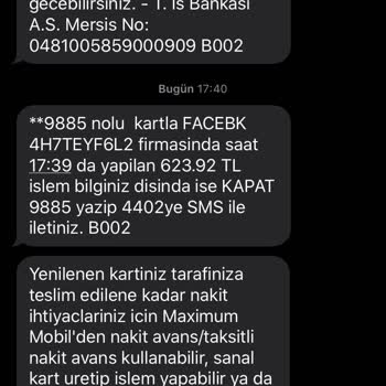Facebook Kredi Kartımdan İzinsiz Harcama Yapılmış