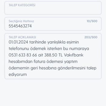 Turkcell Yanlış Ödenen Faturanın İade