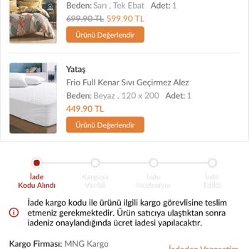 Yataş Noah Gri Çarşaf İade Sorunu