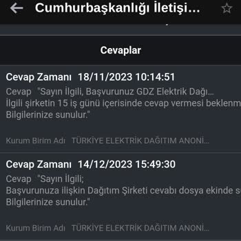 Gediz Elektrik Perakende Gediz, Enerji Bakanlığı, CİMER